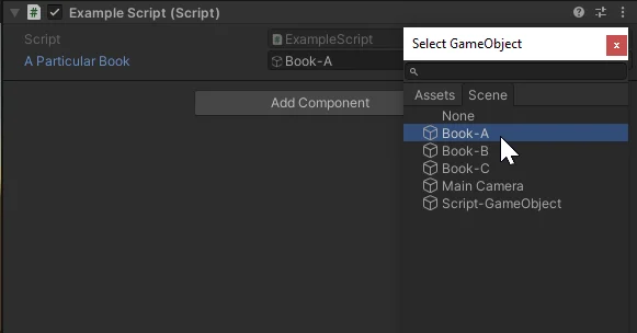 una manera de asignar referencias en unity