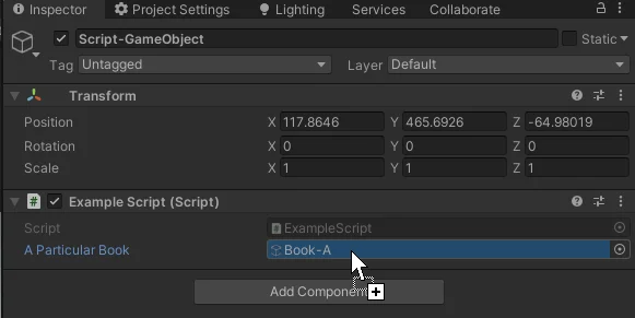 a way to assign references in unity