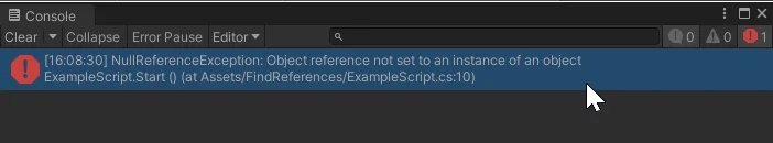 nullreferenceexception error that occurs when trying to access a field that is null, no reference assigned