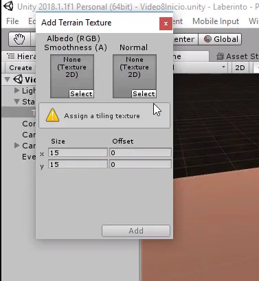 ventana para seleccionar textura albedo y normal para pintar terreno en unity 3d