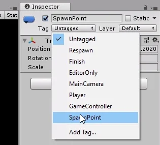 seleccionar tag en unity 3d.