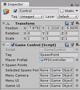 inspector en unity 3d, en los espacios se colocarán gameobjects de la interfaz de usuario