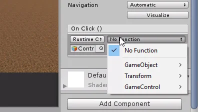 selección de función para el método onclick en unity 3d