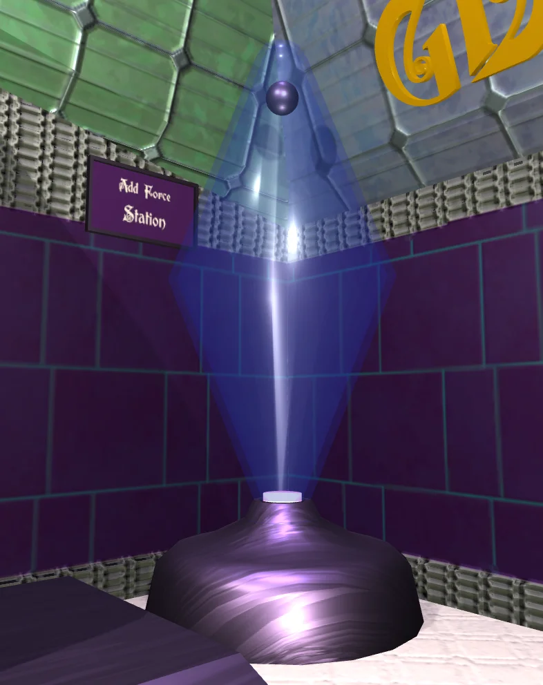 Escena de un proyecto en Unity3D, estación AddForce para estudiar cómo aplicar fuerzas a GameObjects con componente RigidBody.