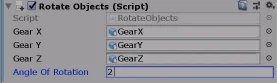 componente en inspector unity 3d. Script llamado rotate objects para rotar objetos en unity 3d